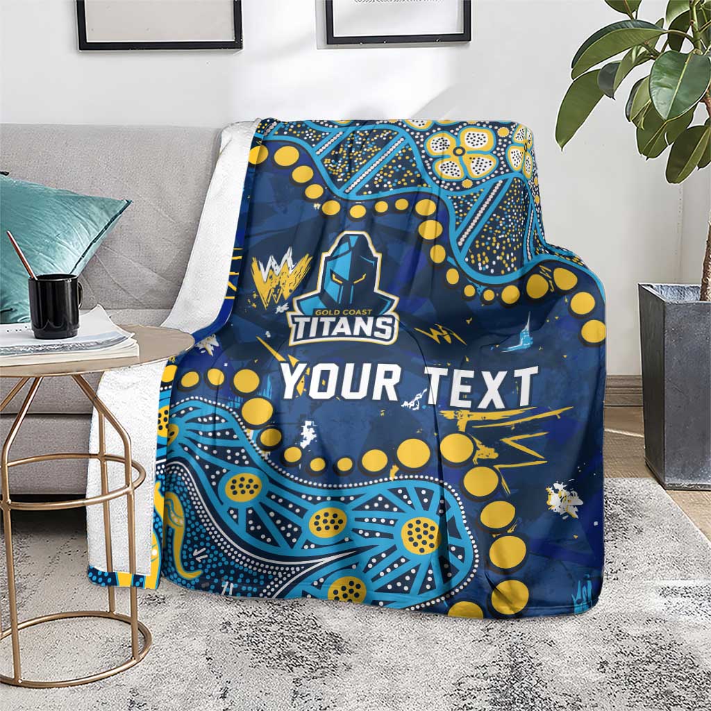 Personalized Gold Coast Titans Blanket Aboriginal Pattern with Graffiti Style Design
