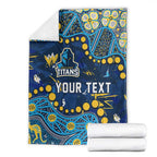 Personalized Gold Coast Titans Blanket Aboriginal Pattern with Graffiti Style Design