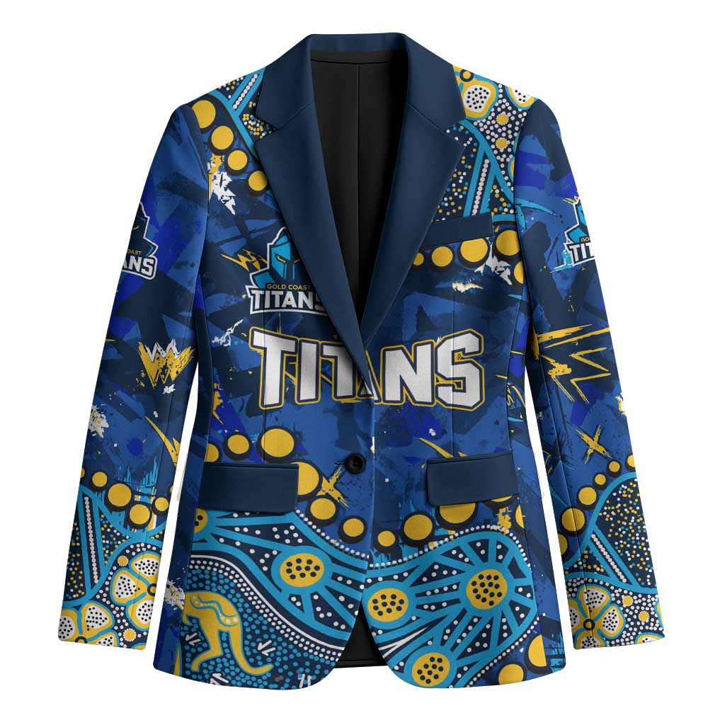 Personalized Gold Coast Titans Blazer Aboriginal Pattern with Graffiti Style Design