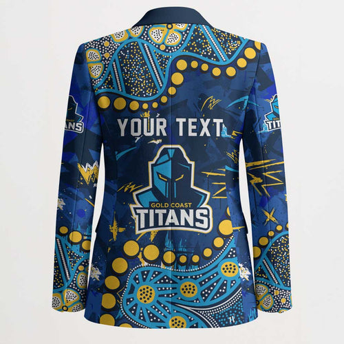 Personalized Gold Coast Titans Blazer Aboriginal Pattern with Graffiti Style Design