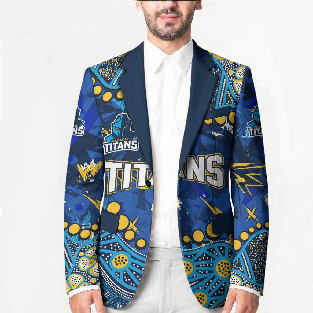 Personalized Gold Coast Titans Blazer Aboriginal Pattern with Graffiti Style Design