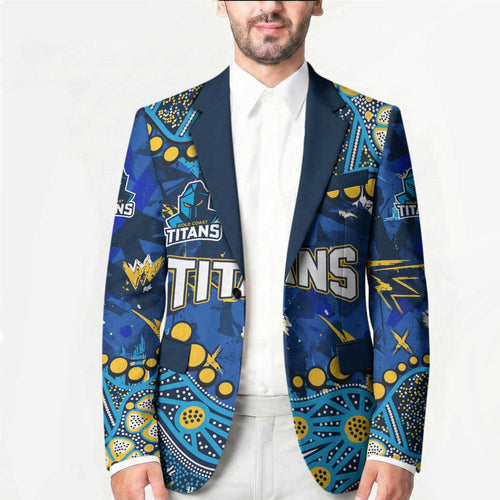Personalized Gold Coast Titans Blazer Aboriginal Pattern with Graffiti Style Design