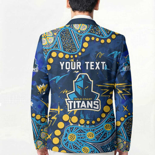 Personalized Gold Coast Titans Blazer Aboriginal Pattern with Graffiti Style Design