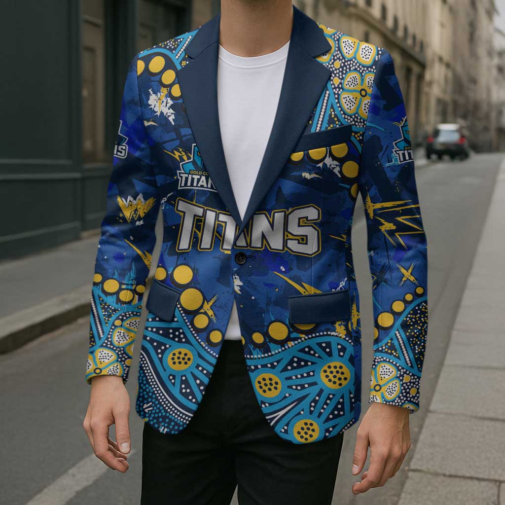 Personalized Gold Coast Titans Blazer Aboriginal Pattern with Graffiti Style Design