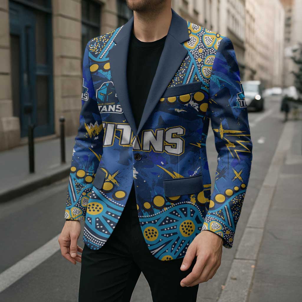 Personalized Gold Coast Titans Blazer Aboriginal Pattern with Graffiti Style Design