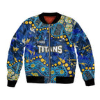 Personalized Gold Coast Titans Bomber Jacket Aboriginal Pattern with Graffiti Style Design