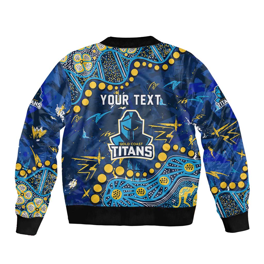 Personalized Gold Coast Titans Bomber Jacket Aboriginal Pattern with Graffiti Style Design