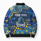 Personalized Gold Coast Titans Bomber Puffer Jacket Aboriginal Pattern with Graffiti Style Design