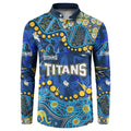 Personalized Gold Coast Titans Button Sweatshirt Aboriginal Pattern with Graffiti Style Design