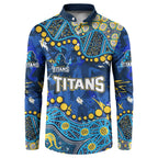 Personalized Gold Coast Titans Button Sweatshirt Aboriginal Pattern with Graffiti Style Design