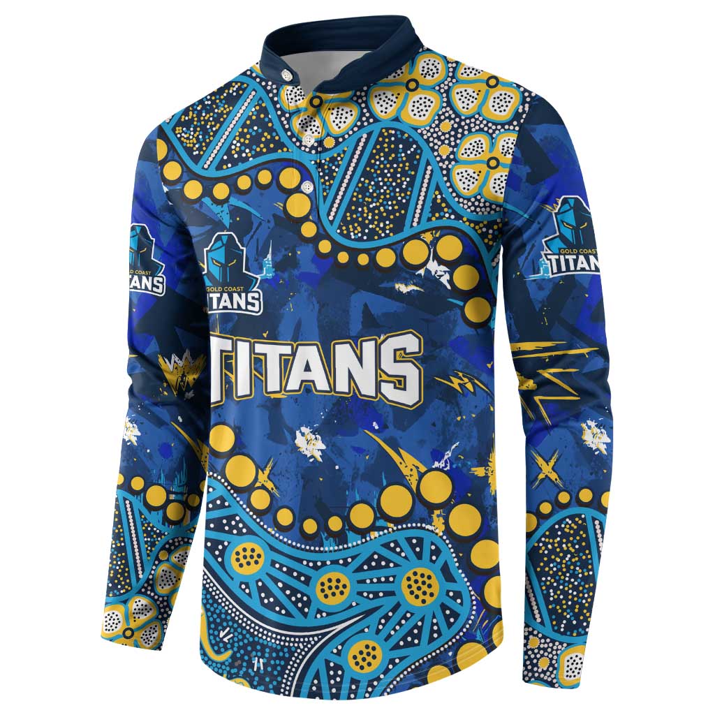 Personalized Gold Coast Titans Button Sweatshirt Aboriginal Pattern with Graffiti Style Design