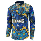 Personalized Gold Coast Titans Button Sweatshirt Aboriginal Pattern with Graffiti Style Design