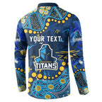 Personalized Gold Coast Titans Button Sweatshirt Aboriginal Pattern with Graffiti Style Design