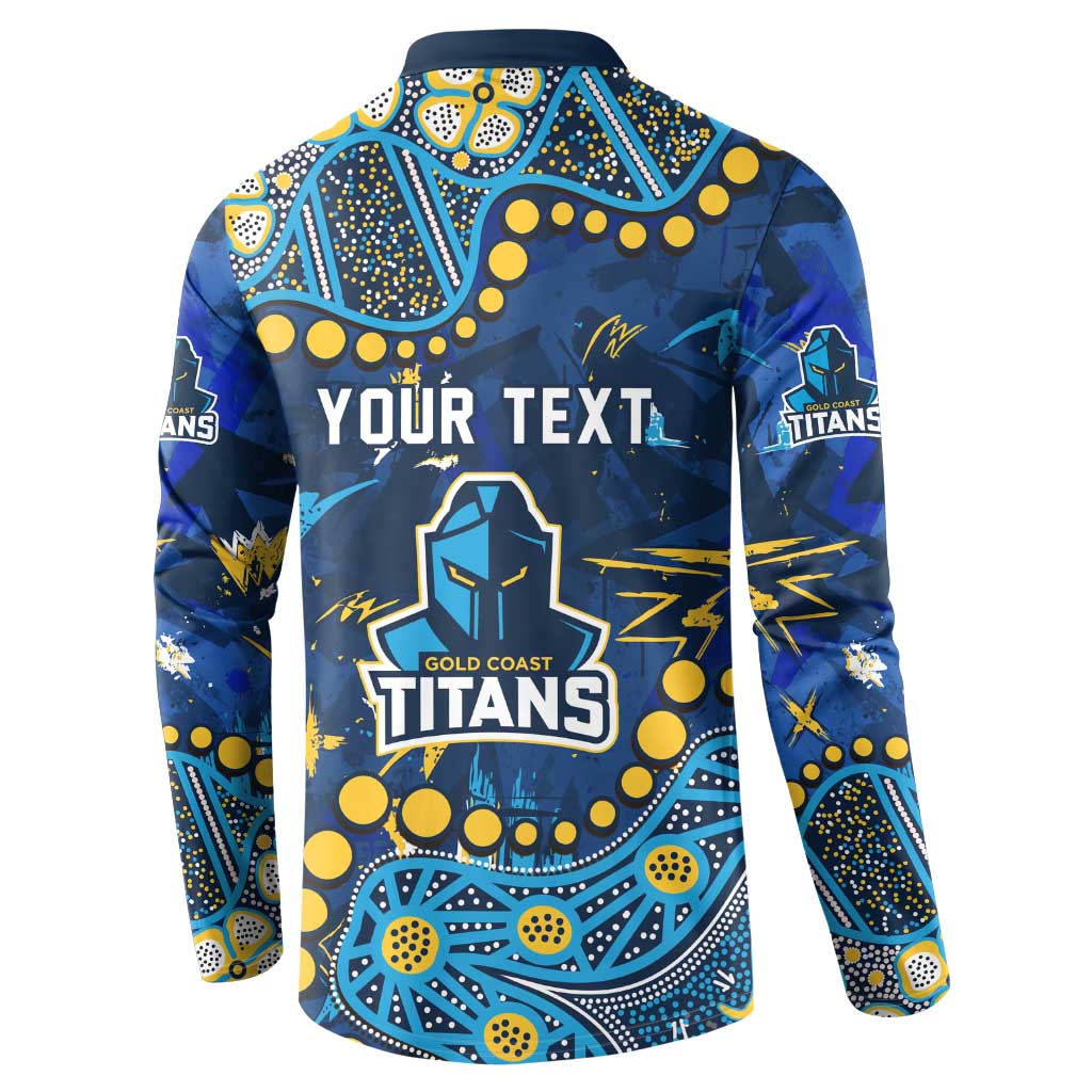 Personalized Gold Coast Titans Button Sweatshirt Aboriginal Pattern with Graffiti Style Design
