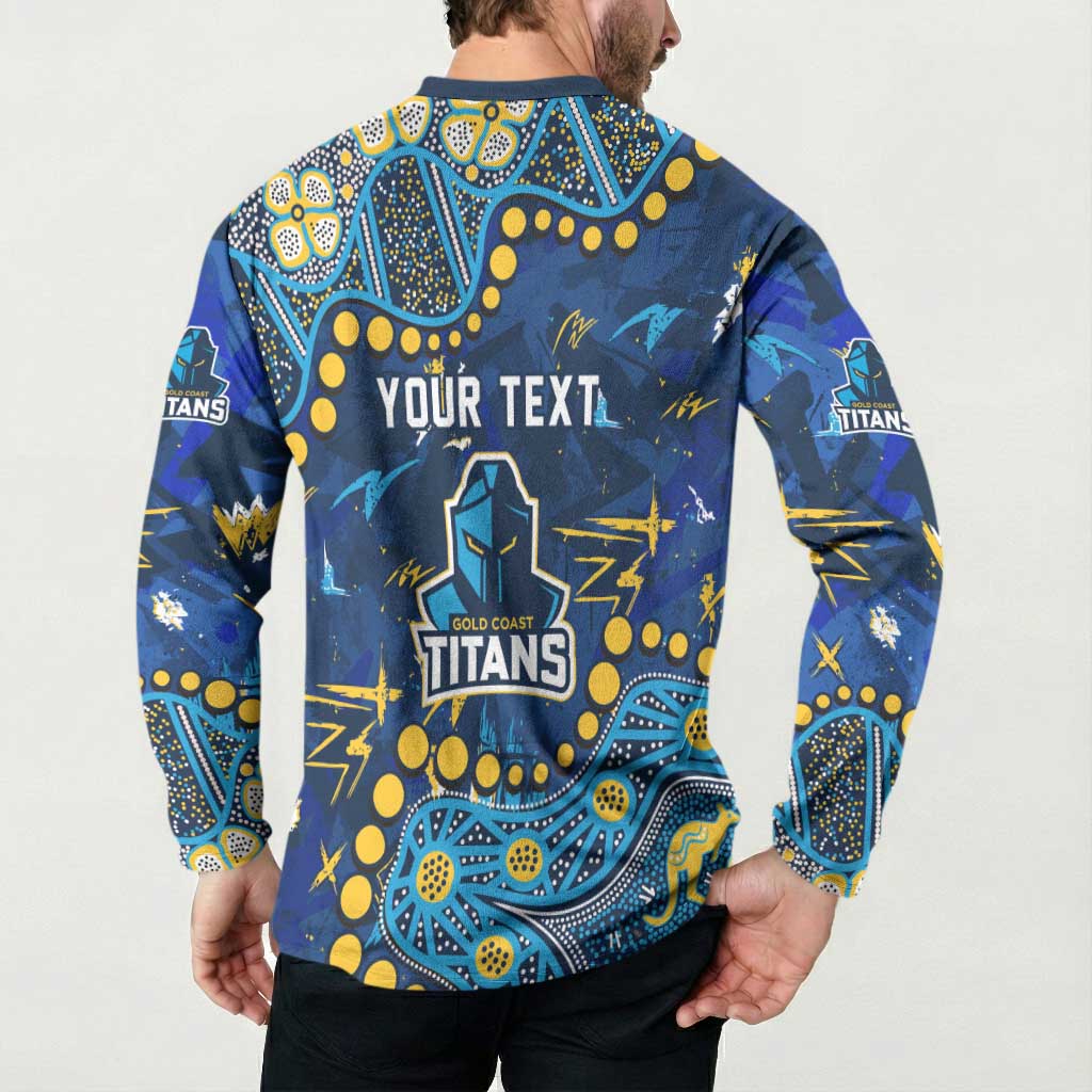 Personalized Gold Coast Titans Button Sweatshirt Aboriginal Pattern with Graffiti Style Design