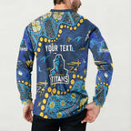 Personalized Gold Coast Titans Button Sweatshirt Aboriginal Pattern with Graffiti Style Design