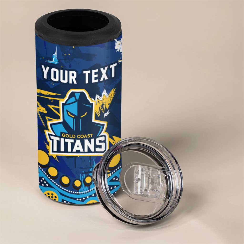 Personalized Gold Coast Titans 4 in 1 Can Cooler Tumbler Aboriginal Pattern with Graffiti Style Design