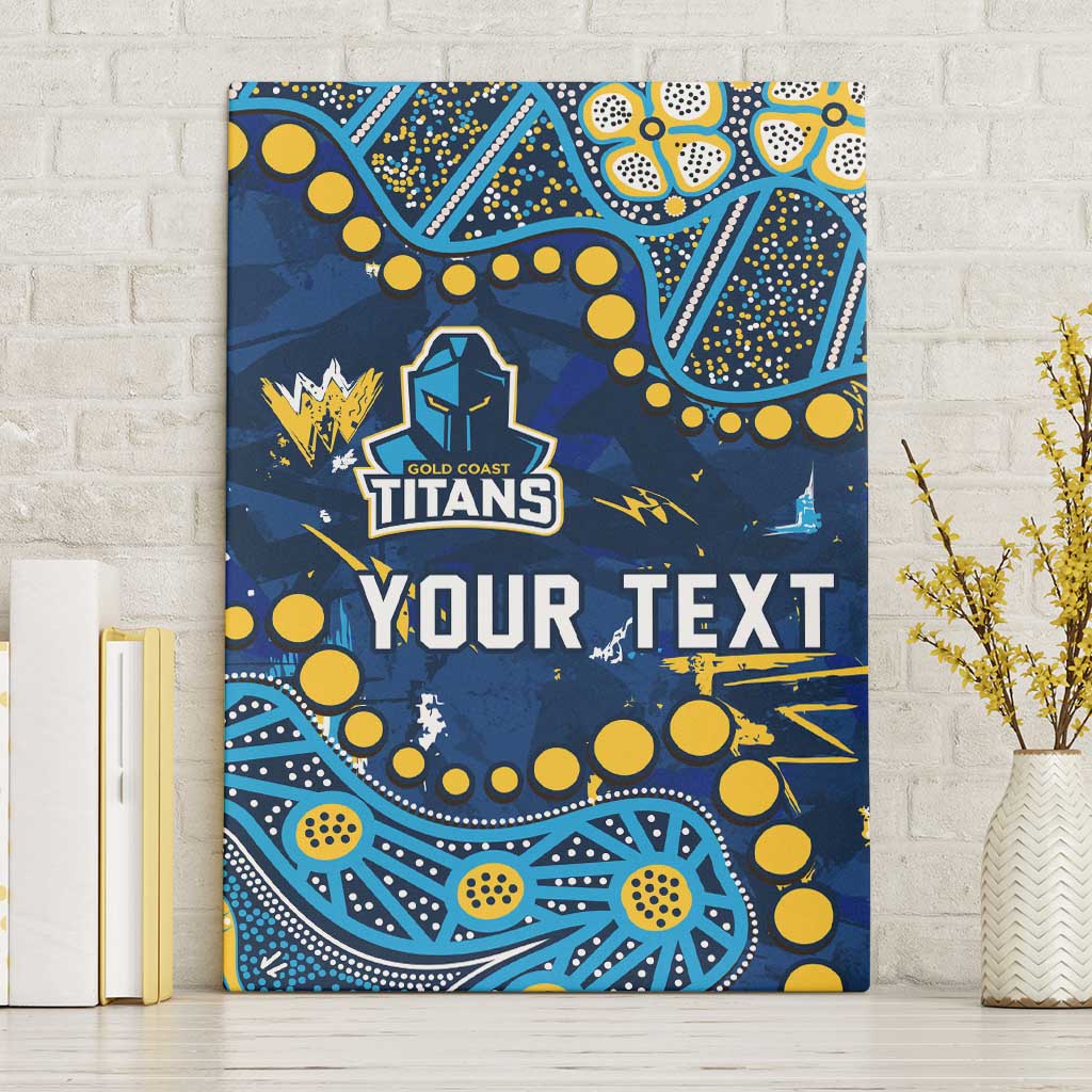 Personalized Gold Coast Titans Canvas Wall Art Aboriginal Pattern with Graffiti Style Design