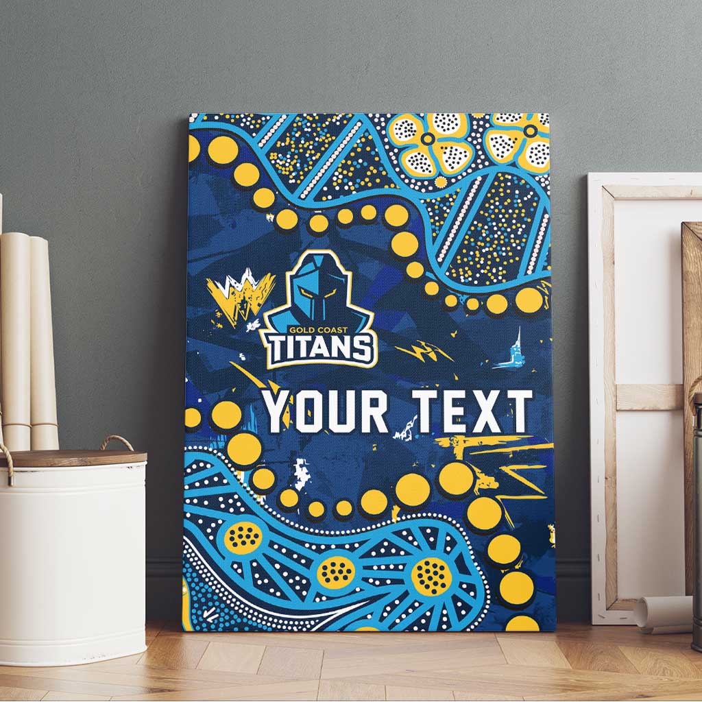 Personalized Gold Coast Titans Canvas Wall Art Aboriginal Pattern with Graffiti Style Design
