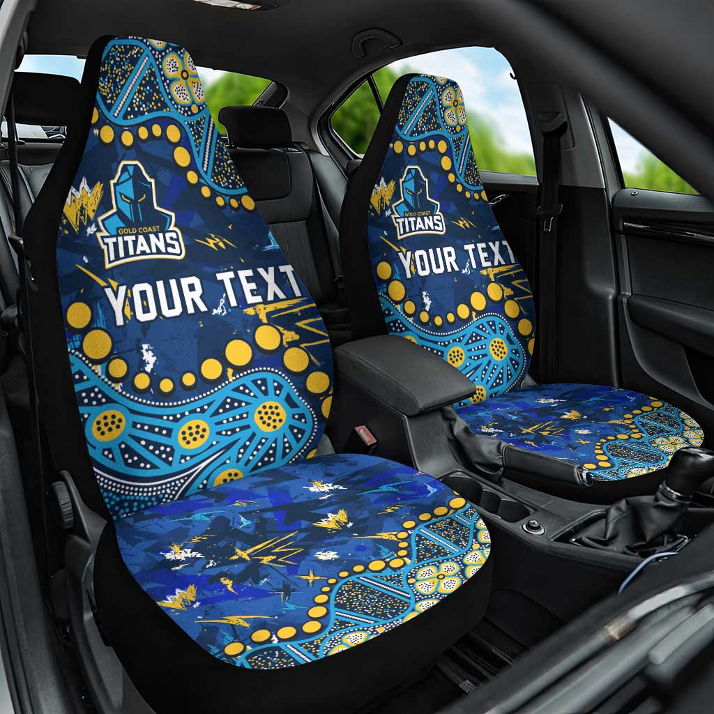 Personalized Gold Coast Titans Car Seat Cover Aboriginal Pattern with Graffiti Style Design