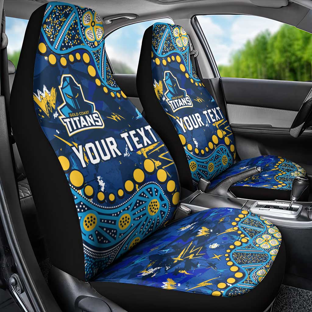 Personalized Gold Coast Titans Car Seat Cover Aboriginal Pattern with Graffiti Style Design