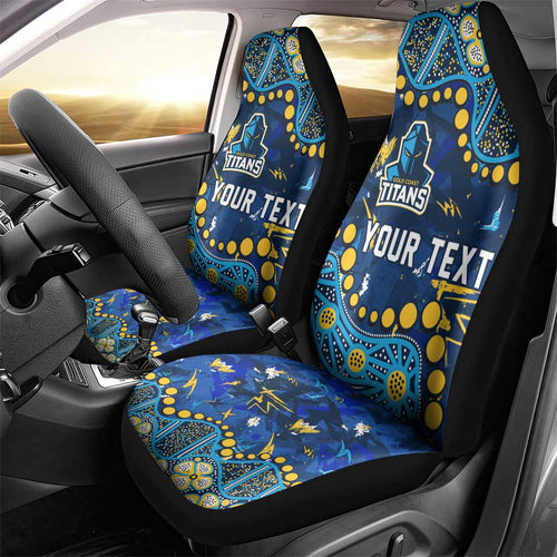 Personalized Gold Coast Titans Car Seat Cover Aboriginal Pattern with Graffiti Style Design