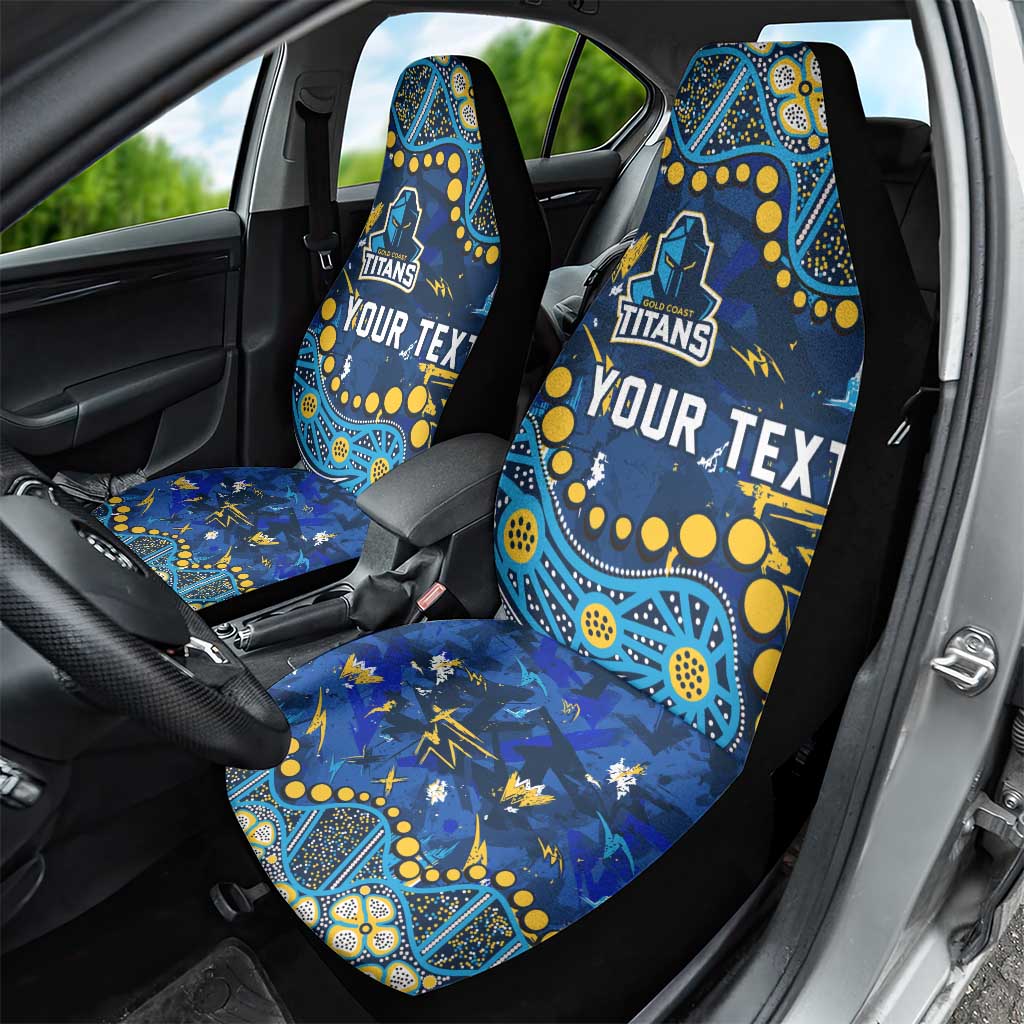 Personalized Gold Coast Titans Car Seat Cover Aboriginal Pattern with Graffiti Style Design