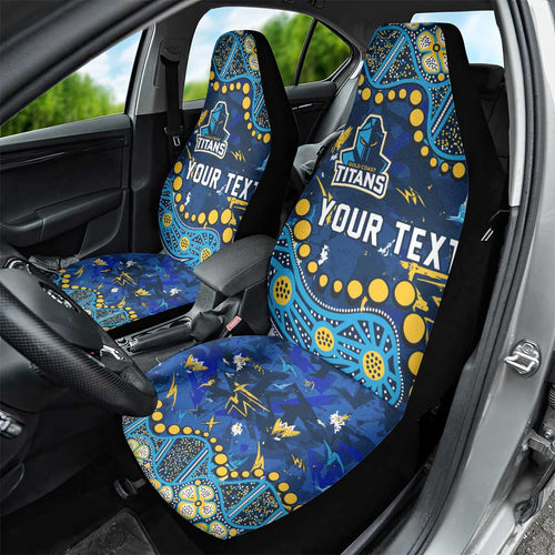 Personalized Gold Coast Titans Car Seat Cover Aboriginal Pattern with Graffiti Style Design