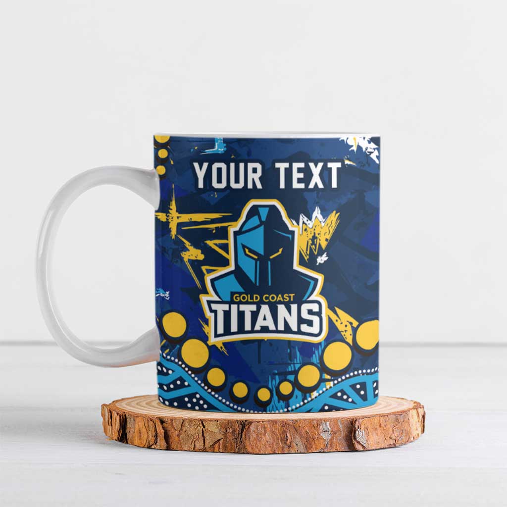 Personalized Gold Coast Titans Ceramic Mug Aboriginal Pattern with Graffiti Style Design