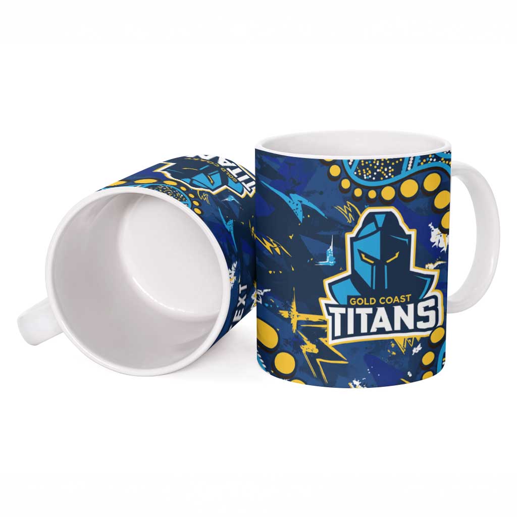 Personalized Gold Coast Titans Ceramic Mug Aboriginal Pattern with Graffiti Style Design