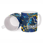 Personalized Gold Coast Titans Ceramic Mug Aboriginal Pattern with Graffiti Style Design