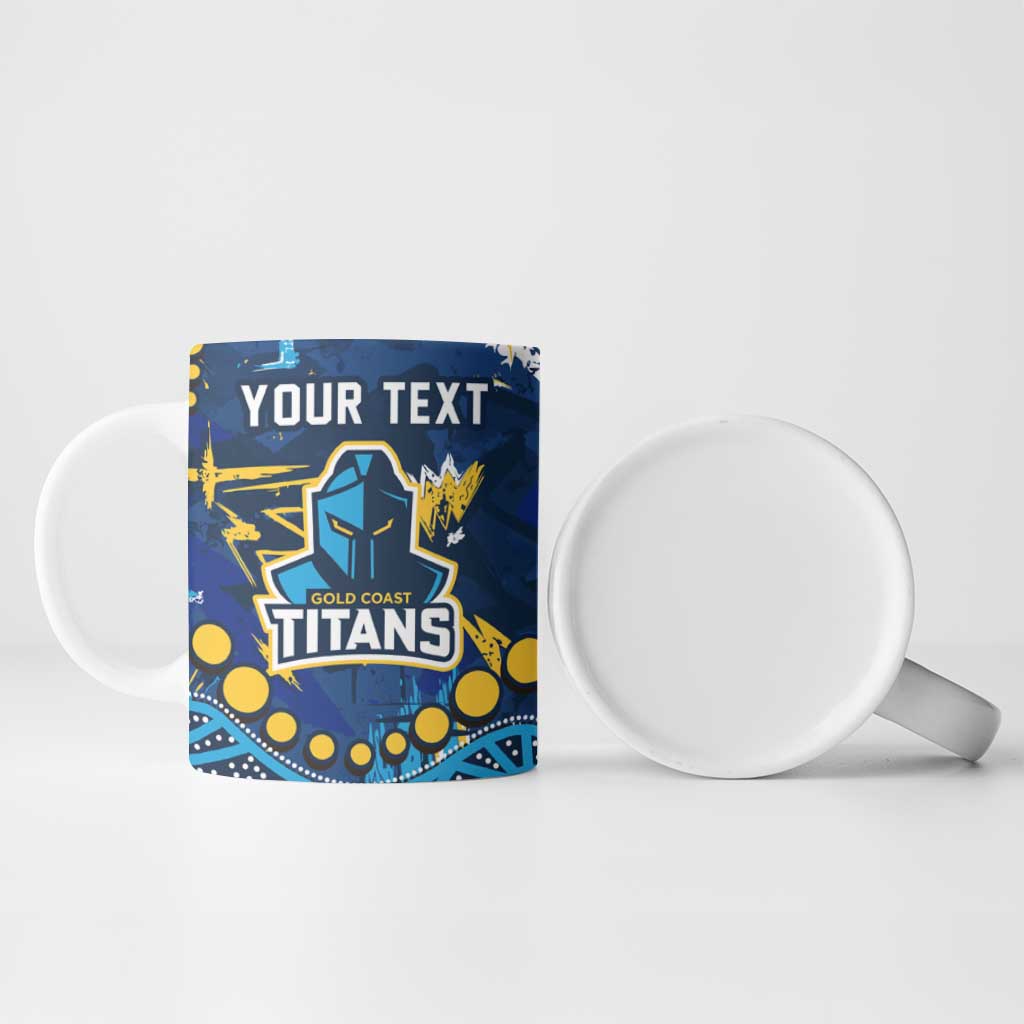 Personalized Gold Coast Titans Ceramic Mug Aboriginal Pattern with Graffiti Style Design