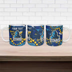 Personalized Gold Coast Titans Ceramic Mug Aboriginal Pattern with Graffiti Style Design