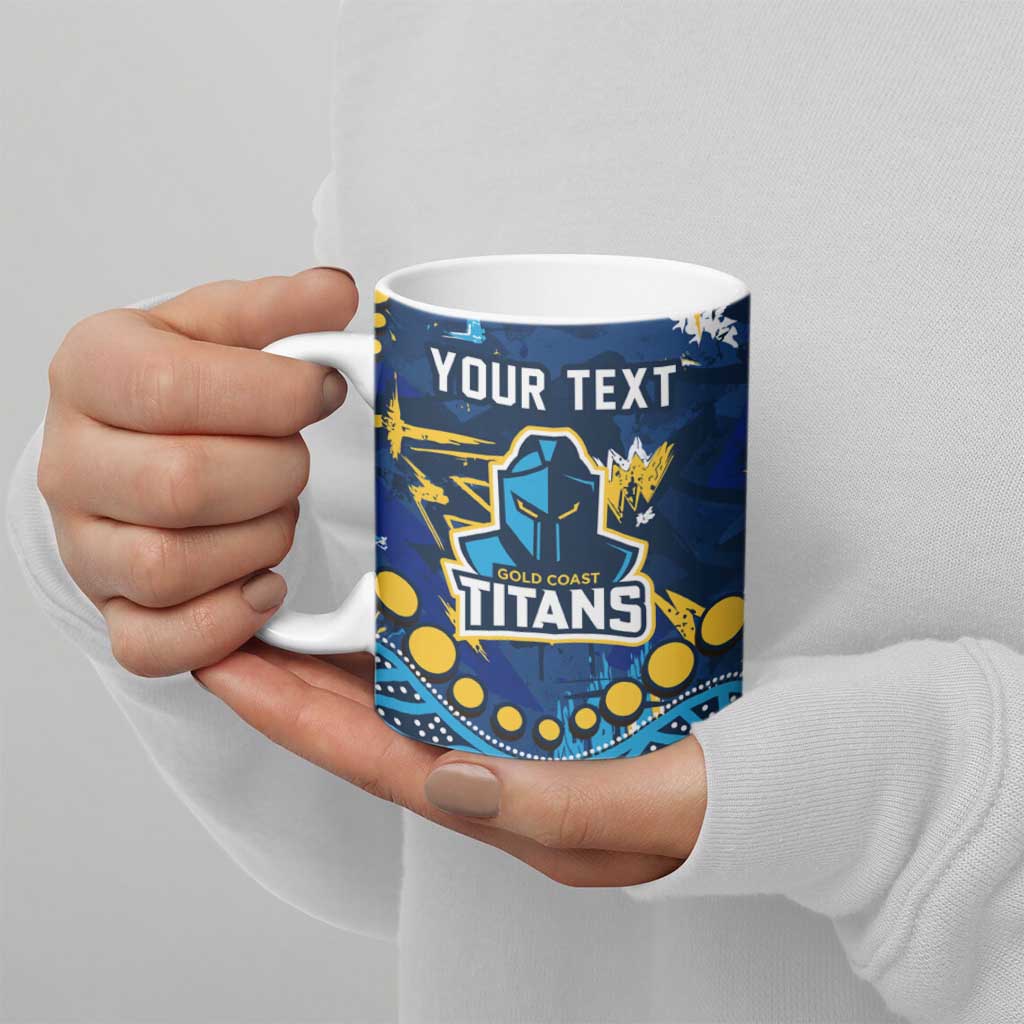 Personalized Gold Coast Titans Ceramic Mug Aboriginal Pattern with Graffiti Style Design