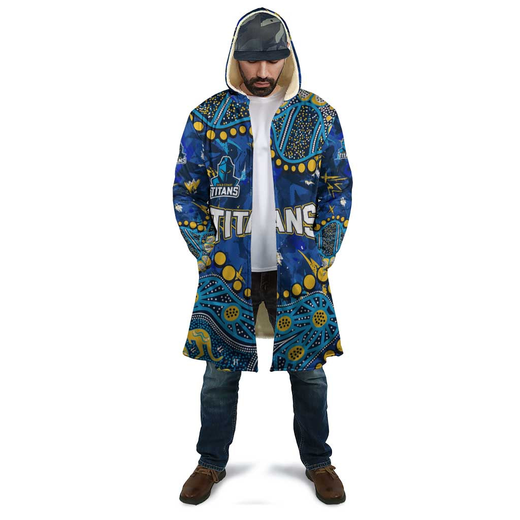 Personalized Gold Coast Titans Cloak Aboriginal Pattern with Graffiti Style Design