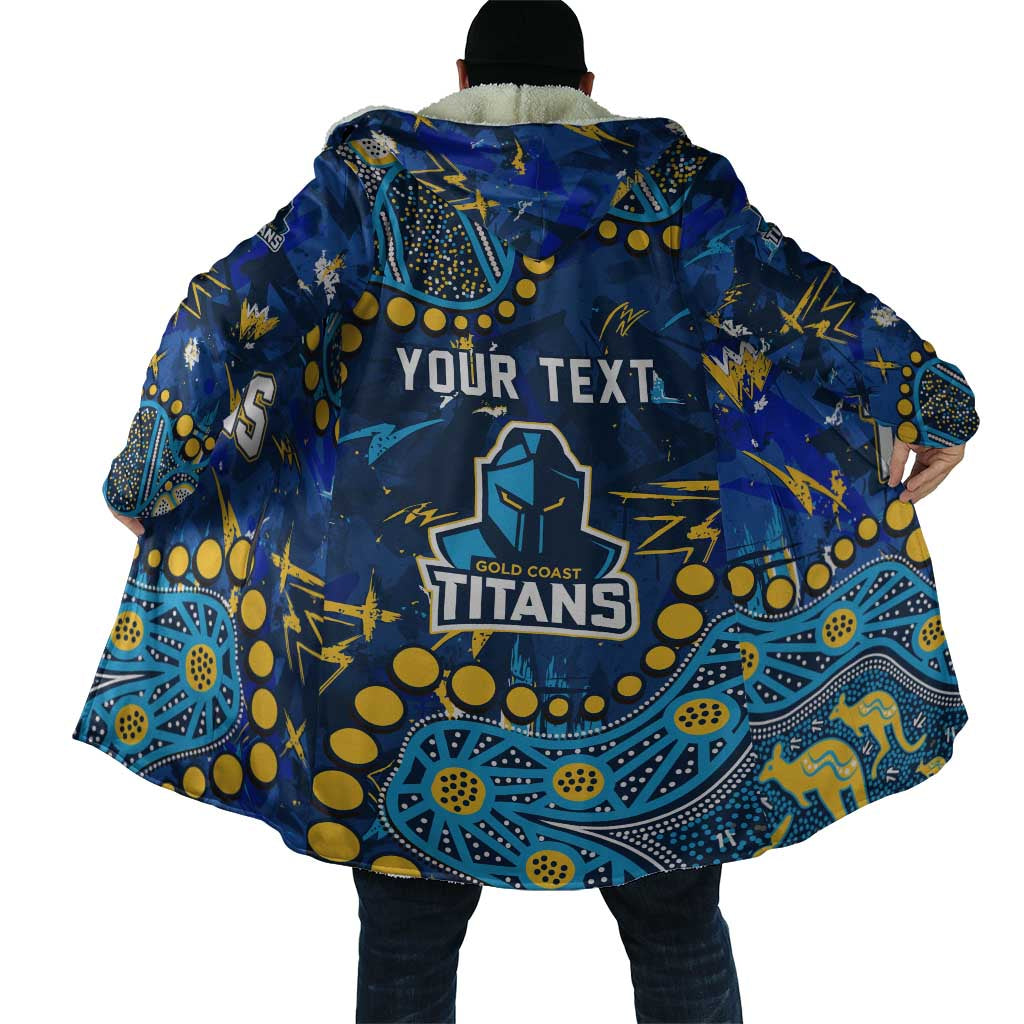 Personalized Gold Coast Titans Cloak Aboriginal Pattern with Graffiti Style Design