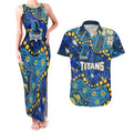 Personalized Gold Coast Titans Couples Matching Tank Maxi Dress and Hawaiian Shirt Aboriginal Pattern with Graffiti Style Design