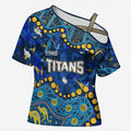 Personalized Gold Coast Titans Cross Shoulder Shirt Aboriginal Pattern with Graffiti Style Design