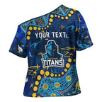 Personalized Gold Coast Titans Cross Shoulder Shirt Aboriginal Pattern with Graffiti Style Design