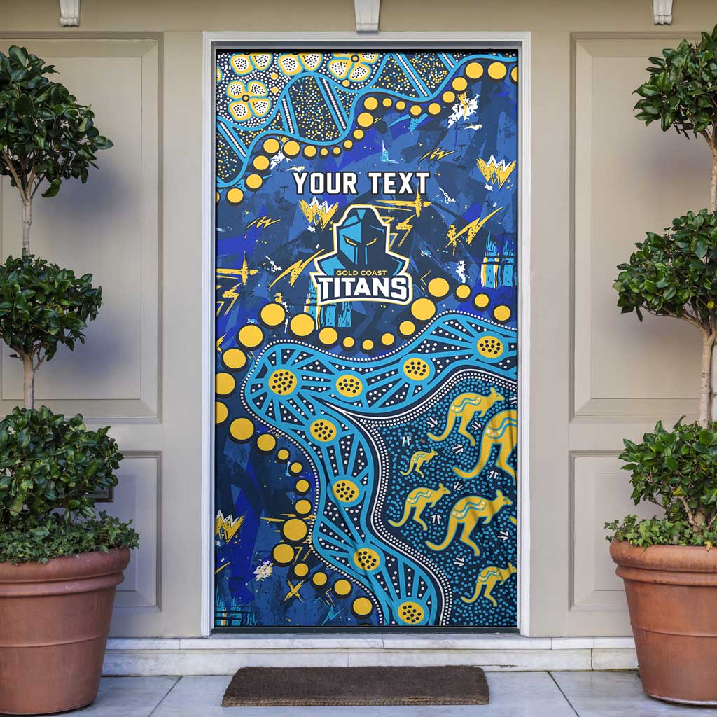 Personalized Gold Coast Titans Door Cover Aboriginal Pattern with Graffiti Style Design
