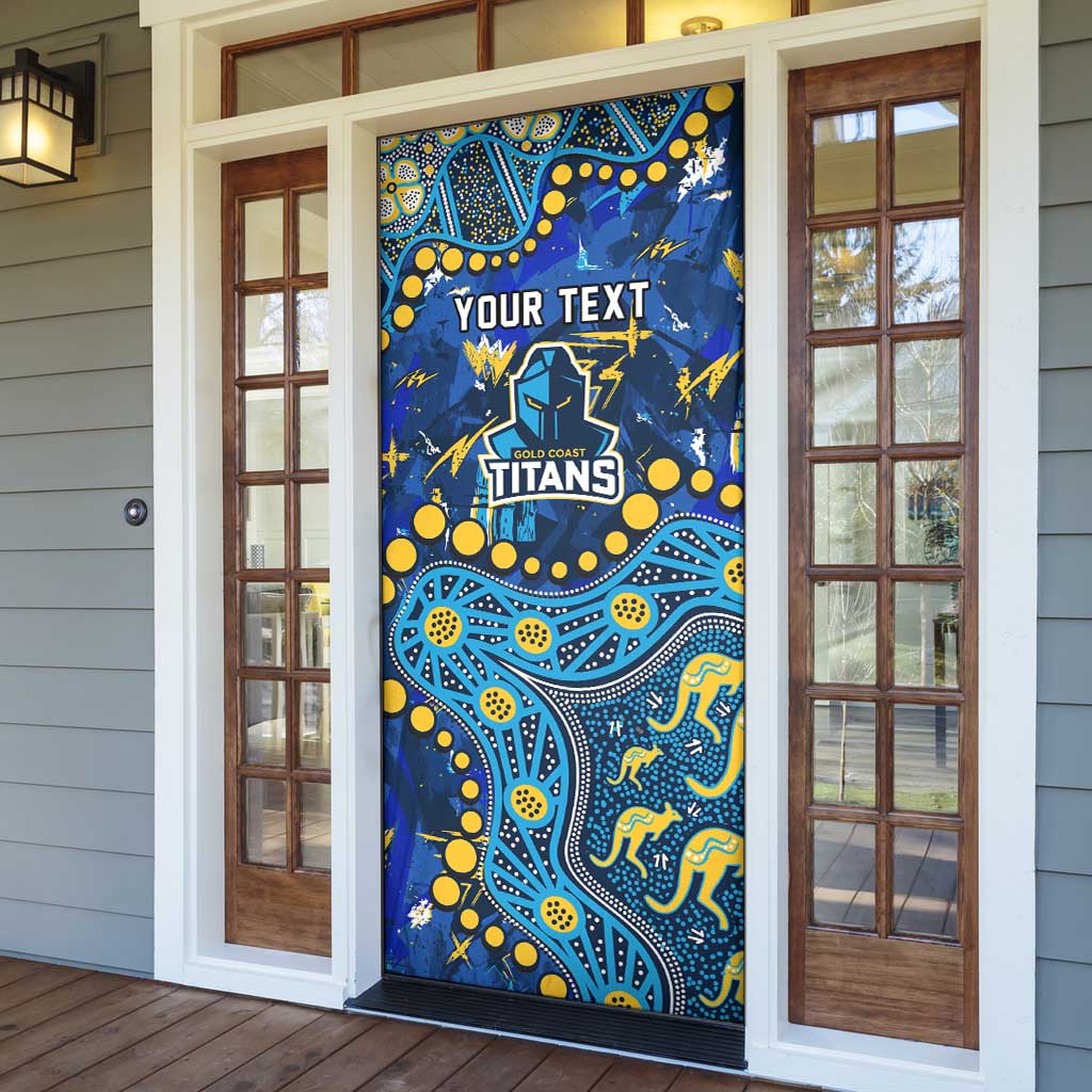 Personalized Gold Coast Titans Door Cover Aboriginal Pattern with Graffiti Style Design