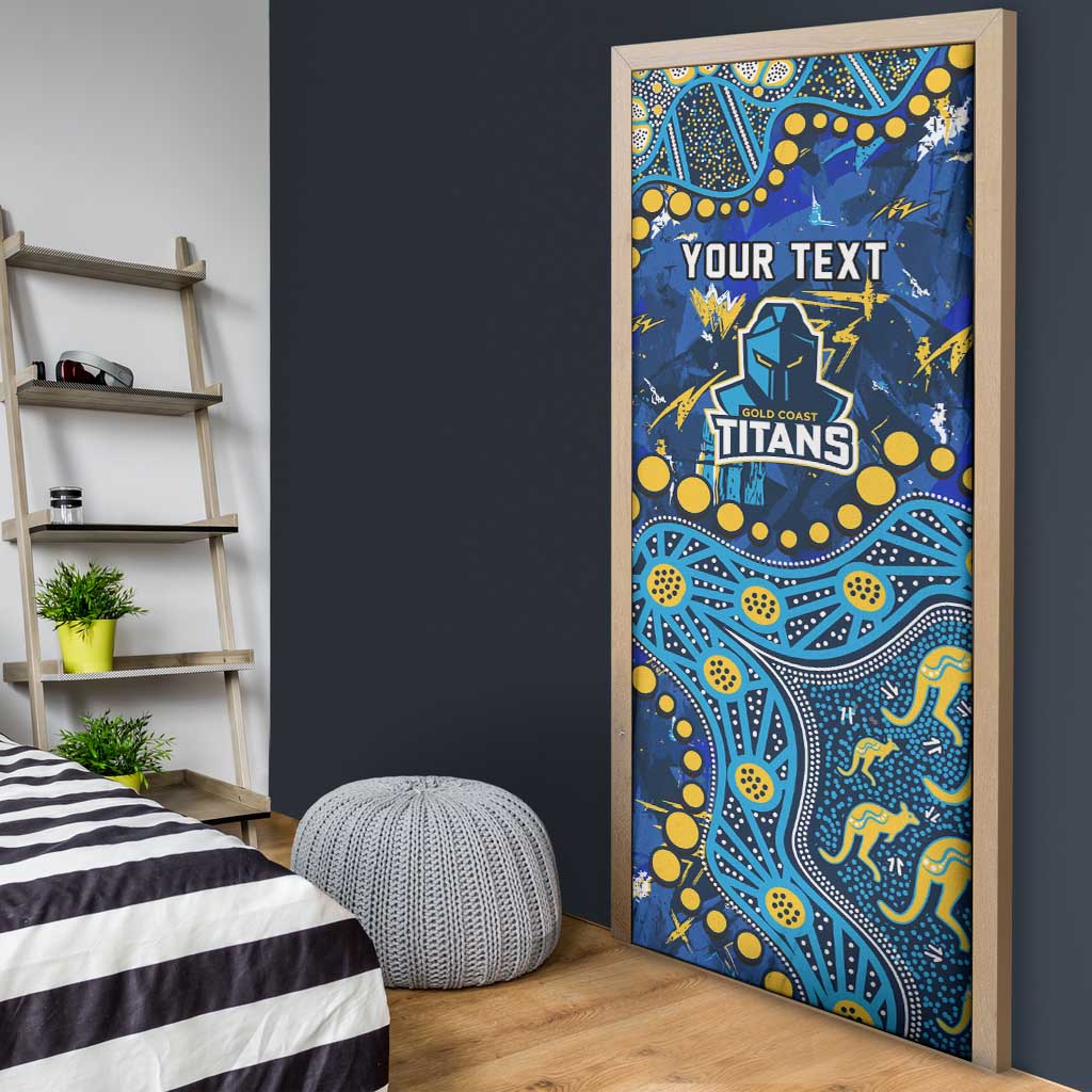 Personalized Gold Coast Titans Door Cover Aboriginal Pattern with Graffiti Style Design
