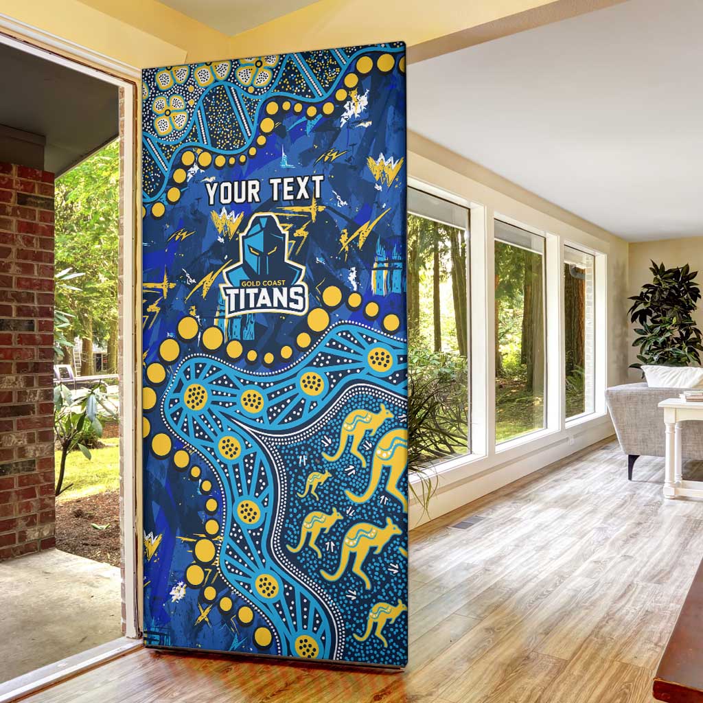 Personalized Gold Coast Titans Door Cover Aboriginal Pattern with Graffiti Style Design