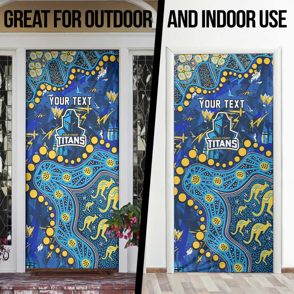 Personalized Gold Coast Titans Door Cover Aboriginal Pattern with Graffiti Style Design
