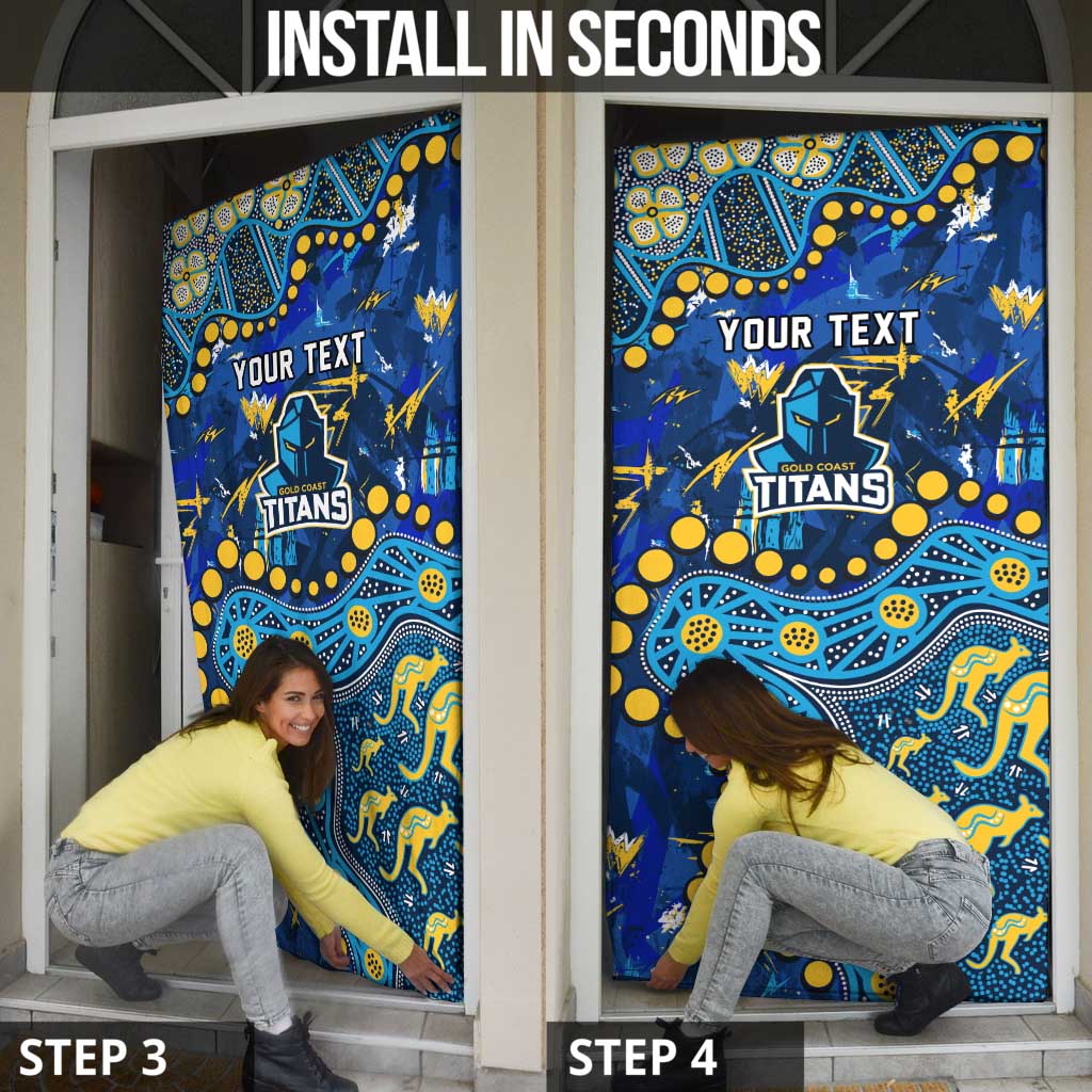 Personalized Gold Coast Titans Door Cover Aboriginal Pattern with Graffiti Style Design