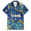 Personalized Gold Coast Titans Family Matching Long Sleeve Bodycon Dress and Hawaiian Shirt Aboriginal Pattern with Graffiti Style Design