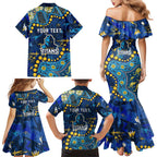 Personalized Gold Coast Titans Family Matching Mermaid Dress and Hawaiian Shirt Aboriginal Pattern with Graffiti Style Design