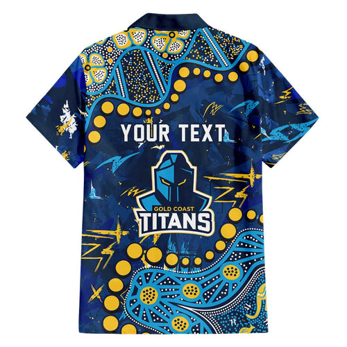 Personalized Gold Coast Titans Family Matching Mermaid Dress and Hawaiian Shirt Aboriginal Pattern with Graffiti Style Design