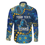 Personalized Gold Coast Titans Family Matching Off The Shoulder Long Sleeve Dress and Hawaiian Shirt Aboriginal Pattern with Graffiti Style Design