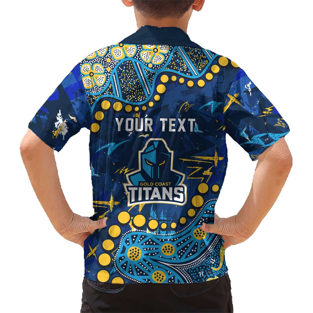 Personalized Gold Coast Titans Family Matching Puletasi and Hawaiian Shirt Aboriginal Pattern with Graffiti Style Design